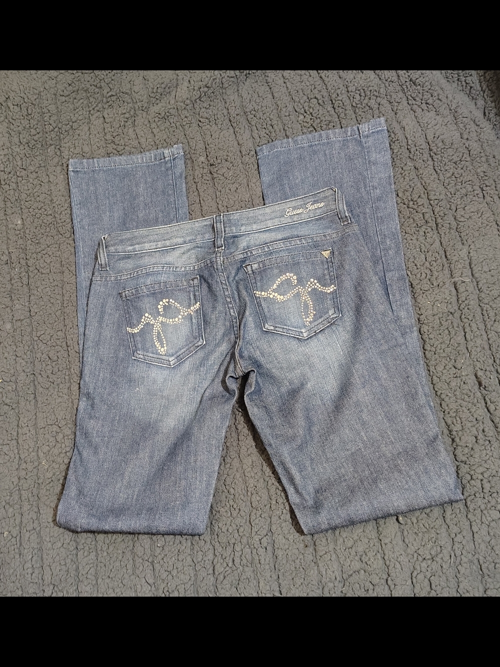 Guess Light Blue Rhinestone Pocket Boot Cut Jeans - Picture 4 of 4
